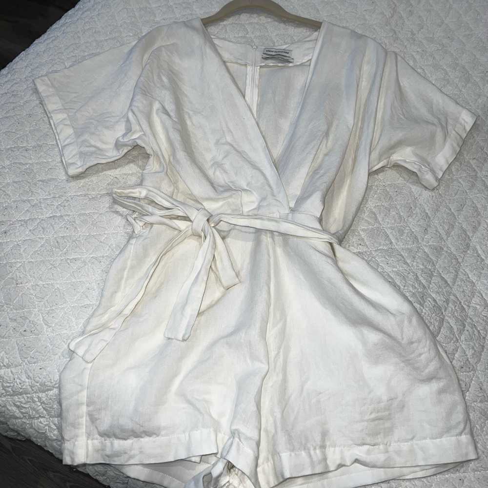 Urban outfitters off white linen romper